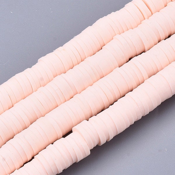 Light Peach Polymer Clay Heishi Beads Handmade flat round disc beads 6x1mm PR089-6mm-72