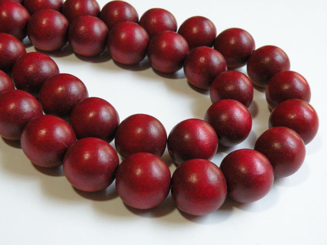 Ruby Red Wood Beads Round 1920mm Full Strand Ecofriendly Etsy Canada