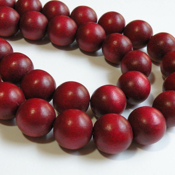 Ruby Red wood beads round 19-20mm full strand eco-friendly Cranberry Red Cheesewood 1300NB