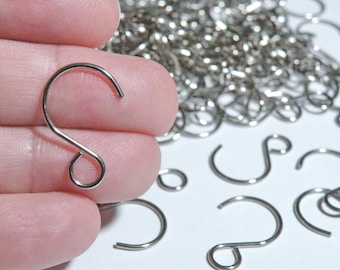 S Shape Small Hooks 304 Stainless Steel 10 pcs for Sun Catchers, Chandeliers, Wind Chimes, Ornaments 1.5x2.3cm SC-SS