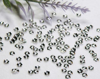 100 Tiny Scalloped Flower Bead Caps, Shiny Silver Nickel Free Plated Brass 4mm 5971FN