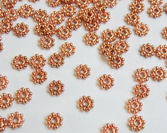 50 Rose Gold Daisy Spacer Beads beaded rondelle 5mm PL166-31RG