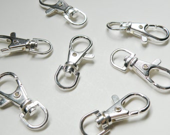 10 Swivel lobster claw clasps shiny silver plated 39x16mm DB16895