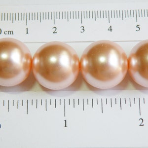 Peachy Pink glass pearl beads round 16mm full strand 2020GL image 2