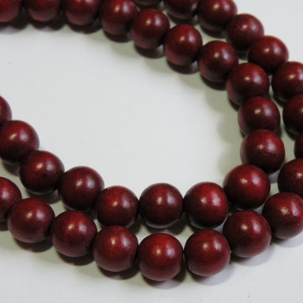 Chestnut Brown Rust wood beads round 11-12mm full strand eco-friendly Cheesewood 9498NB