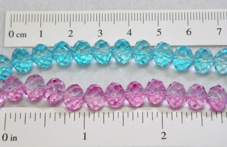 Ombré Faceted Crystal Glass Rondelle Beads, Multicolor Hot Pink to Lavender to Aquamarine, 8x6mm 6x4mm 4x3mm Full Strand TEW15459 image 6