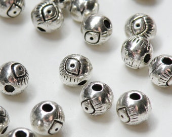 10 Evil Eye Spacer Beads Round Ball Antique Silver 6mm DB00408