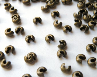 50 Crimp bead covers antique bronze antique brass 4mm DB06463