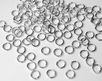 50 Jump Rings round open shiny silver plated nickel free brass 5mm 20 gauge A4882FN