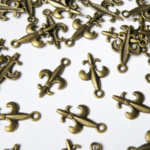 10 Fleur-de-Lis charms antique bronze 19x12mm PMLF1288Y image 1