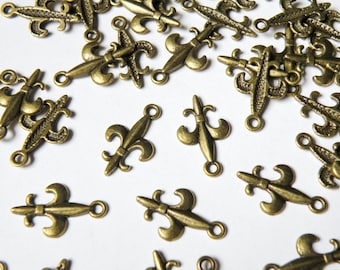 10 Fleur-de-Lis charms antique bronze 19x12mm PMLF1288Y