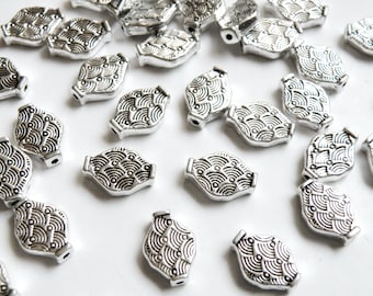 10 Diamond spacer beads sun rays design antique silver 14x10mm PLF0762Y