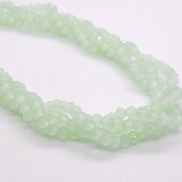 Cool Mint Opal Green faceted glass rondelle beads 4x3mm full strand DB58815