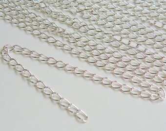Twisted curb chain 6x4mm links silver plated 5 feet PC017