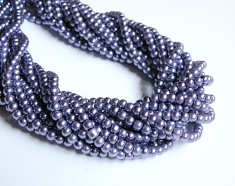 Ultra Violet Grape glass pearl beads round 4-5mm 30 inch full strand Blurple Light Indigo PQ003-4-59