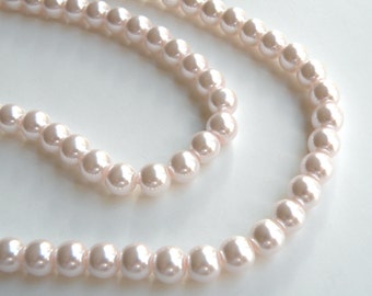 Pink glass pearl beads round 8mm full strand 7761GB