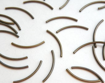 25 Curved tubes spacer bars antique bronze nickel free brass Steampunk vintage inspired 20x1mm 8234MB