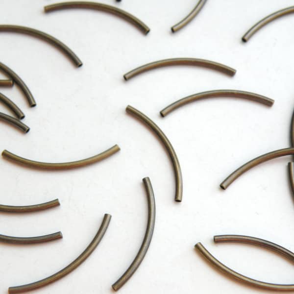 25 Curved tubes spacer bars antique bronze nickel free brass Steampunk vintage inspired 20x1mm 8234MB