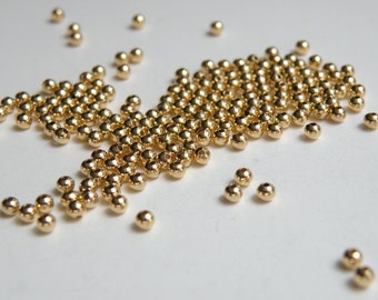 100 Round smooth ball spacer beads shiny gold plated nickel free brass 2.5mm 1479MB