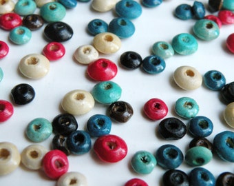 120 Colorful wood beads rondelle saucer color assortment 4784NB