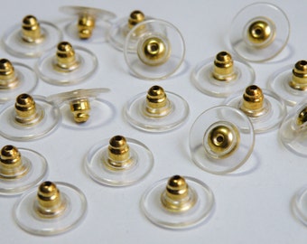 20 Comfort Clutch earring back earnuts for post earrings gold plated brass 11mm 8002FD