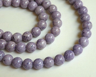 Riverstone beads in light purple lavender round gemstone 10mm full strand 9456GS