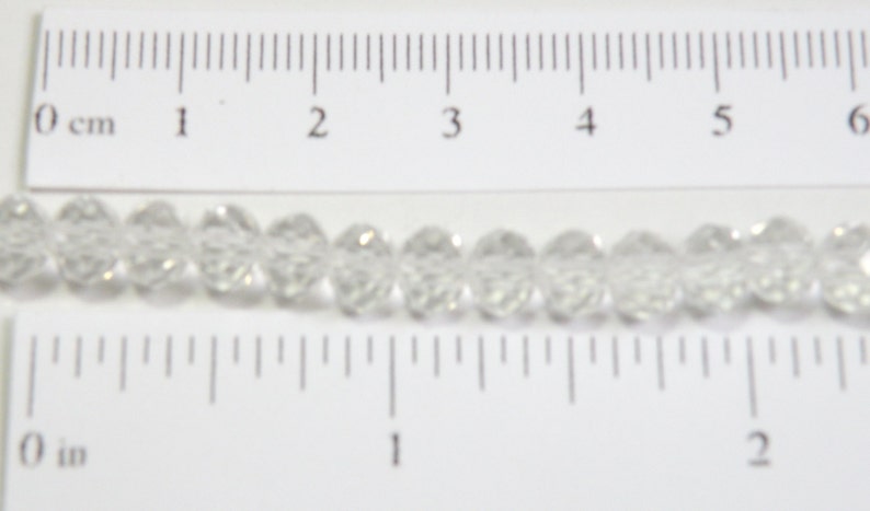 Clear Crystal faceted glass rondelle beads 6x4mm full strand PG02YI011 image 2