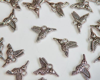 10 Kolibri Charms antik silber 13x17mm P1096