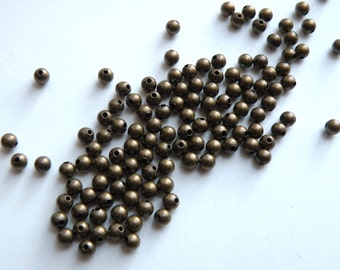 100 Round ball bead spacers antique bronze antique brass 3mm A4732MB