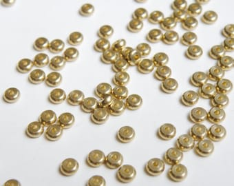 50 Heishi rondelles solid brass spacer beads 4x2mm 9328MB