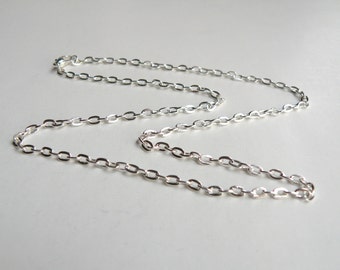 2 Cable 18 inch finished chains with lobster claw clasp necklaces 4x3mm flat links silver plated DB12658