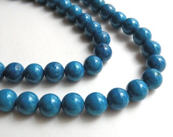 Riverstone beads in blue round gemstone 10mm full strand 4303GS