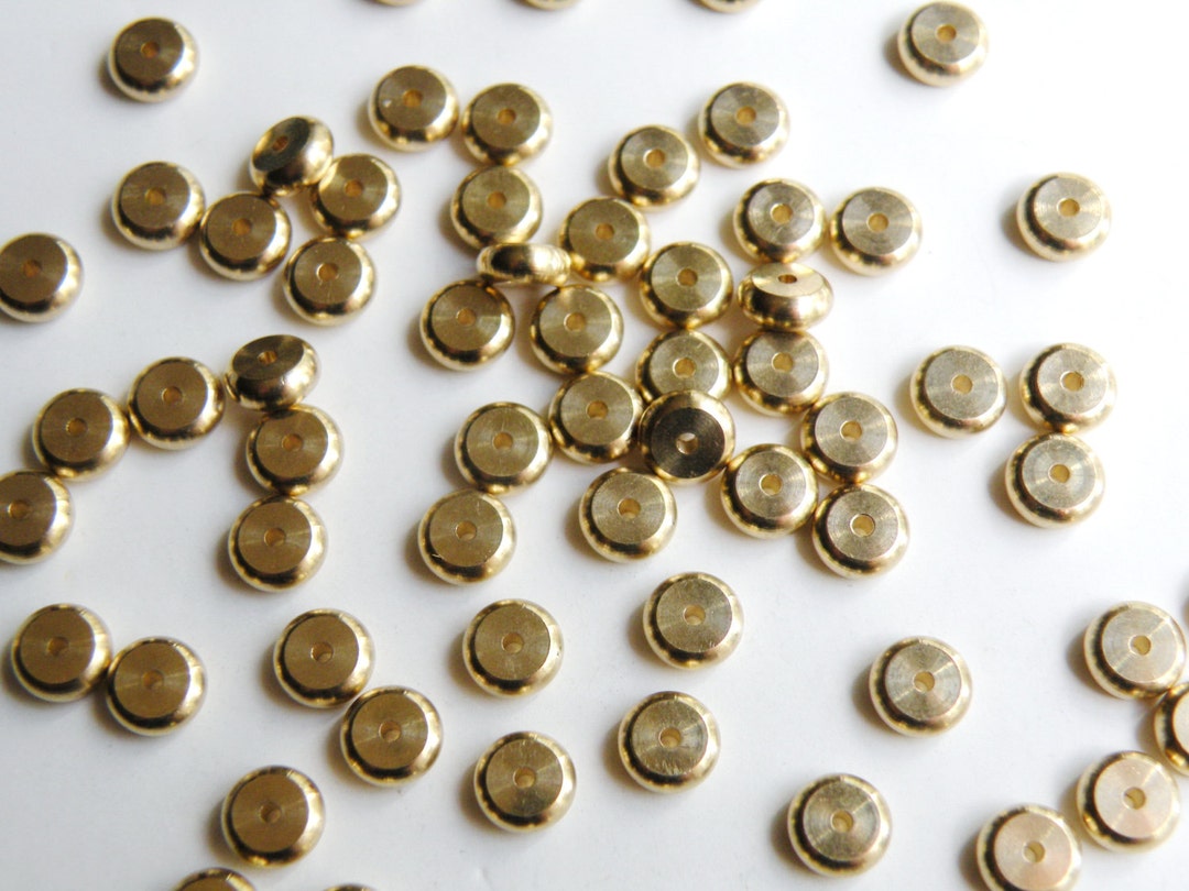 25 Heishi Rondelles Solid Brass Spacer Beads Metal 6x3mm - Etsy