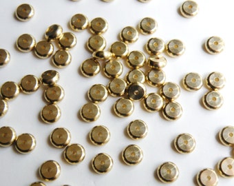 25 Heishi rondelles solid brass spacer beads 6x3mm 9326MB