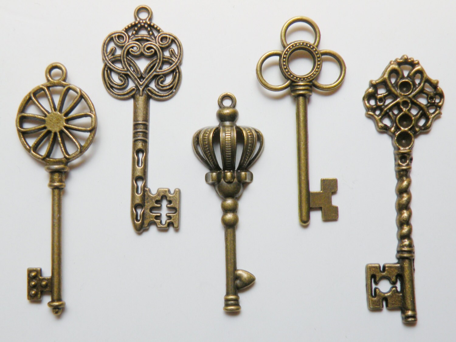 Skeleton Key Charm Collection of 5 Large Keys Steampunk Etsy