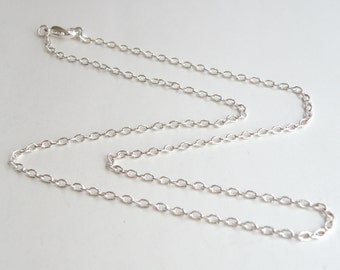 2 Cable 16 inch silver chains with lobster claw clasp finished necklaces 3x2mm links DT04971