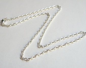 2 Textured Cable 18 inch finished silver chains with lobster claw clasp necklaces 4x3mm links DB14097