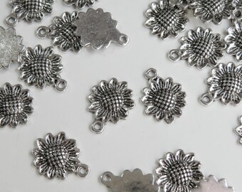 10 Sunflower charms antique silver 16x12mm PLF5080Y