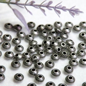 50 Rondelle saucer spacer beads antique silver plated nickel free brass 5x3mm 8255MB