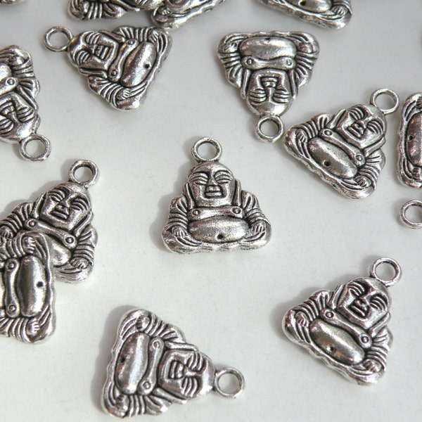 10 Buddha Charms antique silver 20x12mm DB04453