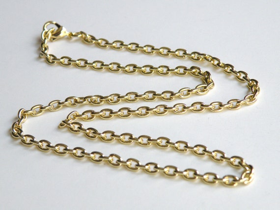 Heavy Cable 18 Inch Gold Chain With Lobster Claw Clasp Necklace
