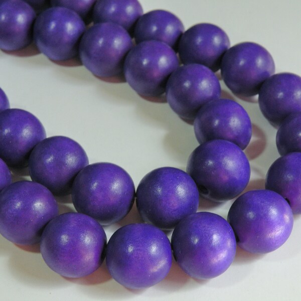 Blurple Purple Blue wood beads round 19-20mm full strand eco-friendly Cheesewood Bluish Purple 1933NB