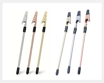 Bracelet Helper Tool Alligator Clip End; Zipper, Necklace, Clasp, Watch Holder Fastener; Gold, Silver, Rose Gold Metal; Classic or Non-Slip