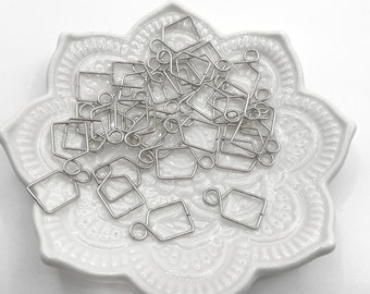 10 Square Crystal Pinch Bails, 304 Stainless Steel Silver Chandelier Connector Hangers, Sun Catcher, Ornament 17x10mm 21 gauge TBT15007