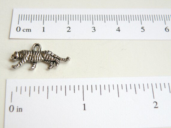 Tiger Charm Antiqued Finish Sterling Silver 3D Tiger Charm Antiqued Finish Sterling Silver 3D
