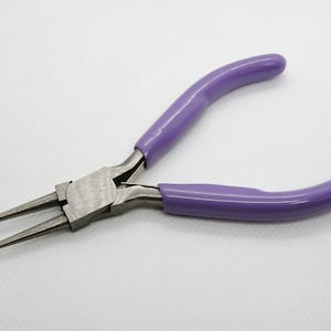 Round Nose Pliers high carbon steel Jewelry Making Economy Tools Lilac Purple Comfort Handles PT-03