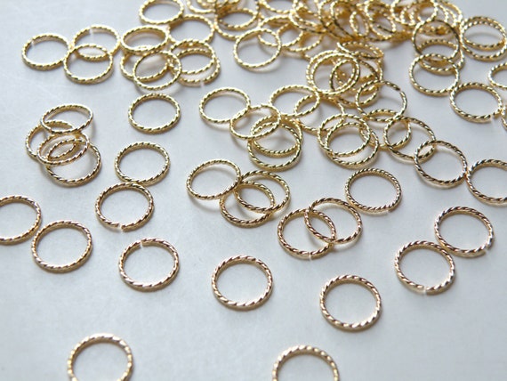 Gold Plated Twisted Wire Open Jump Rings - 8mm