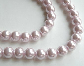 Lilac lavender glass pearl beads round 12mm full strand 7807GB