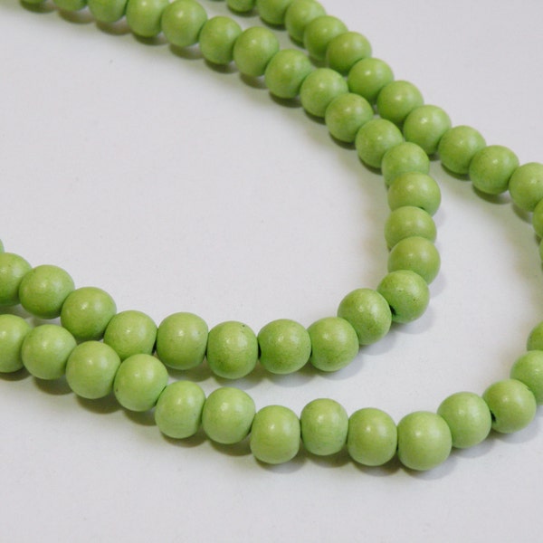 Lime Green wood beads round 7-8mm full strand eco-friendly Cheesewood 9458NB