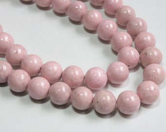 Light Pink Riverstone beads round gemstone 12mm full strand 9459GS